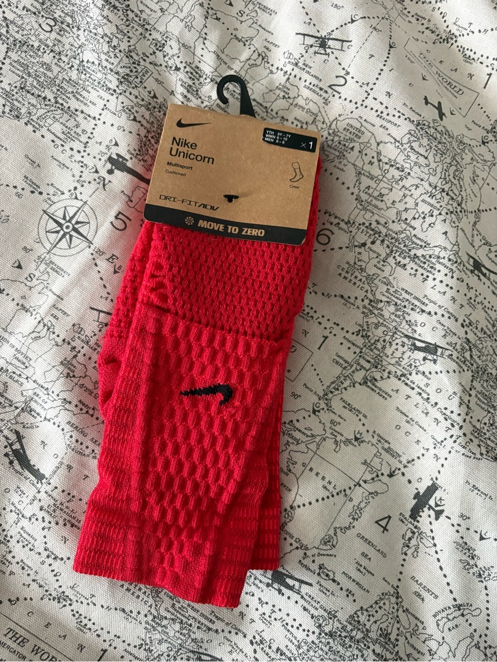 Nike Red Athletic Crew Socks with Black Swoosh